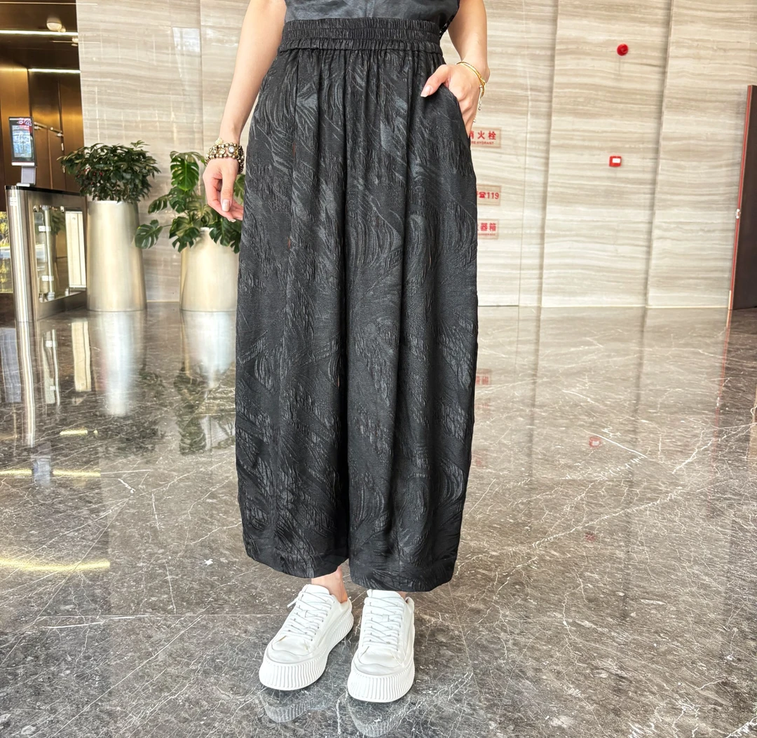 FSSIA徽音丨100桑蚕丝香云纱冠乐绉提花百搭花苞裤灯笼裤MG-5111