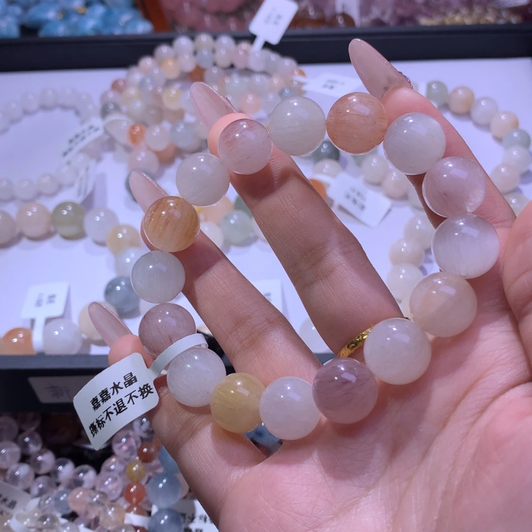 夹***蕾水晶未镶嵌手串兔毛