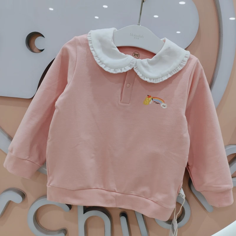 米乐熊女童春款彩虹翻领卫衣0856