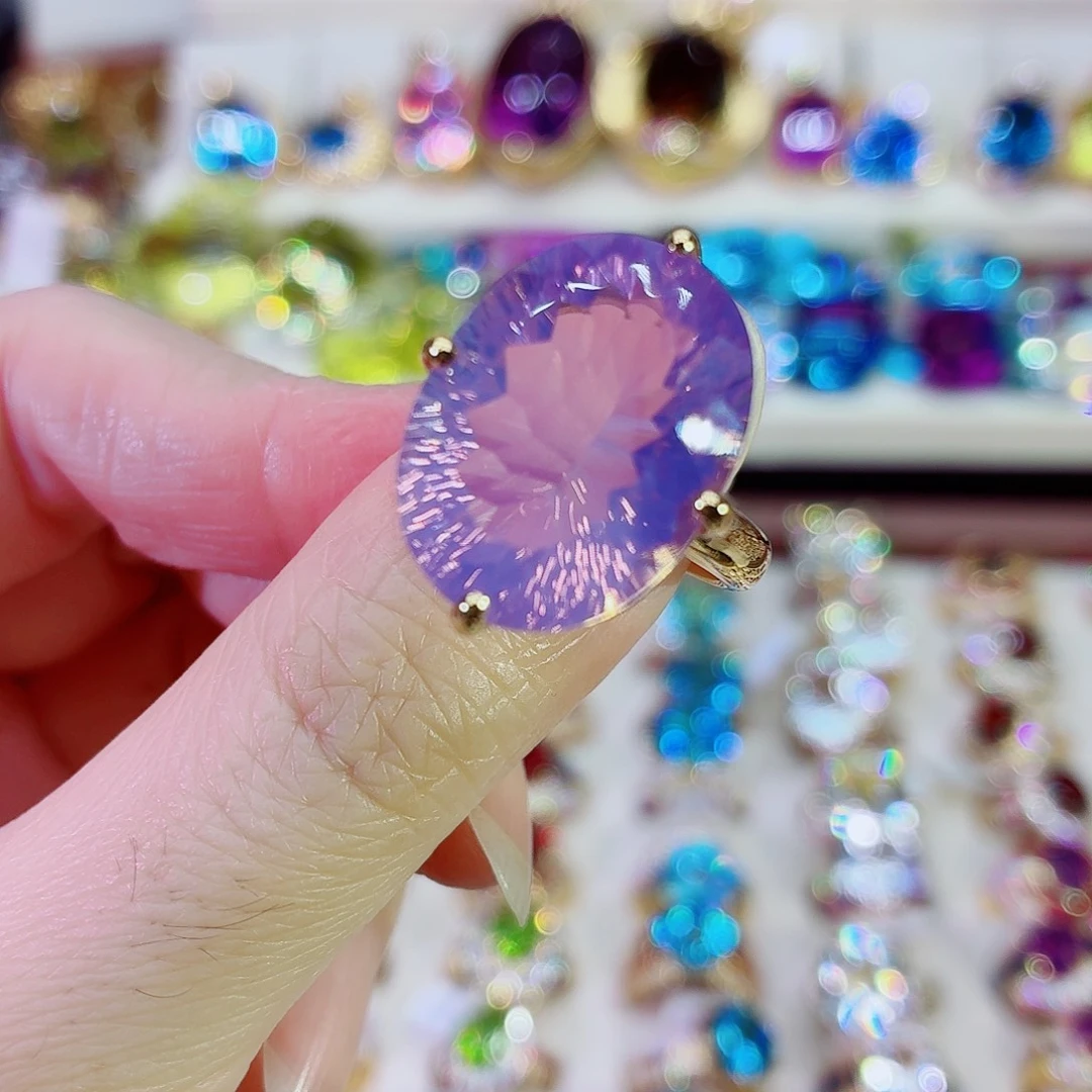 水晶戒指银S925镶嵌