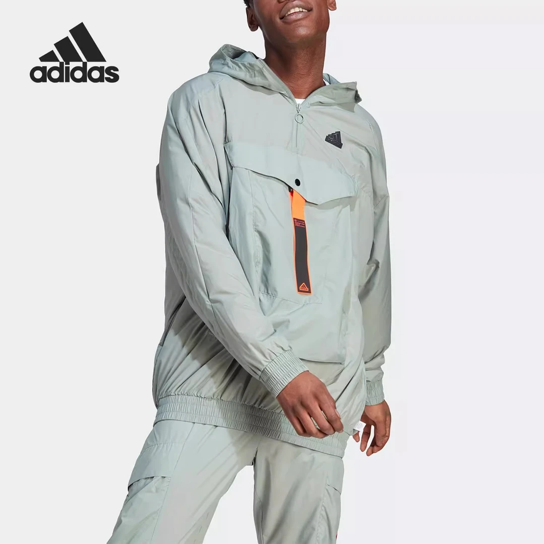 adidas阿迪达斯男子连帽薄款通用外套夏季休闲男士春季保暖IC3725