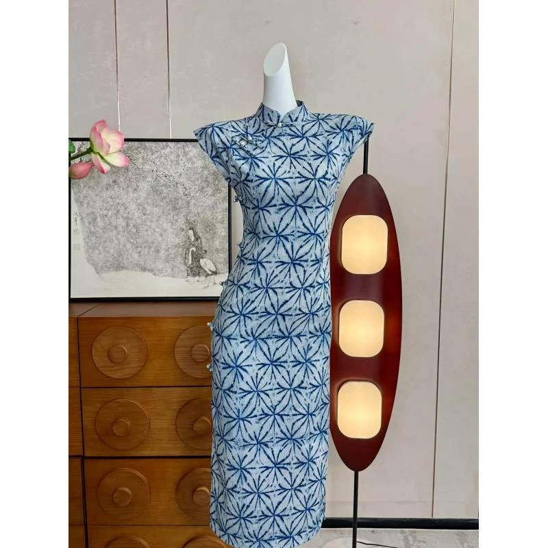 爆款小蓝花日常国风显瘦连衣裙旗袍-063