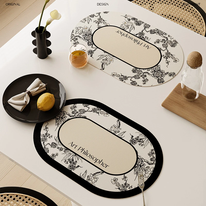 繁花旧枝庄园复古新中式高级餐垫防水防油免洗防烫隔热碗杯西餐垫