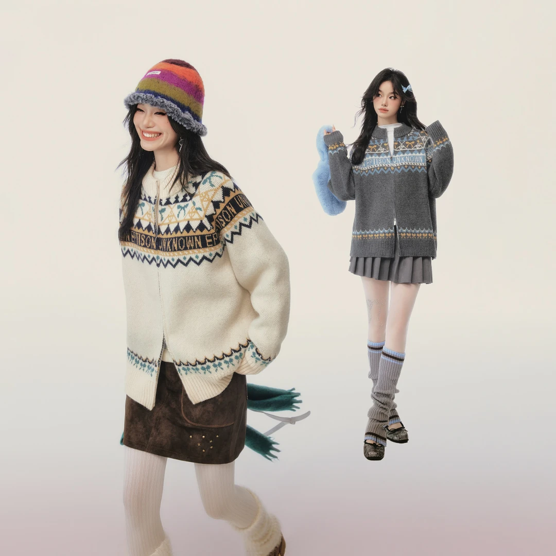 0001【金拐子专属】EPTISON复古风开衫毛衣针织软糯上衣EWW030