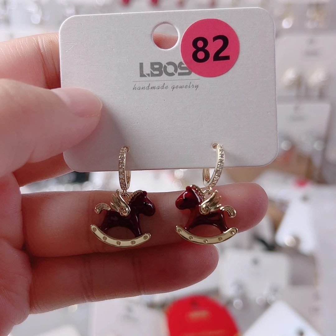 锆石纯铜合金耳环