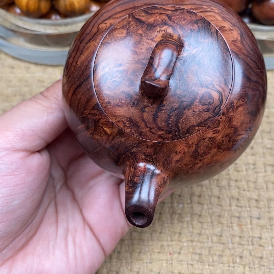 强***划黄花梨/降香黄檀紫油梨瘤疤把把壶