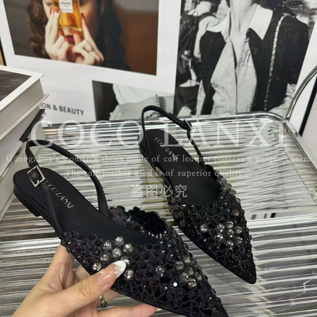 【COCO LANXI】时尚百搭夏季黑色包头尖头气质浅口小单鞋25DX381LX