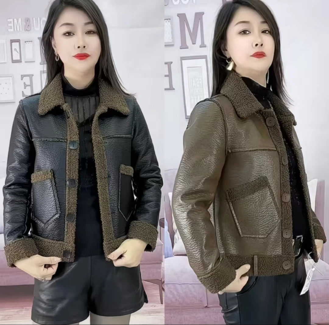 2025秋冬新款加绒加厚气质高档洋气减龄宽松显瘦时尚皮毛一体外套
