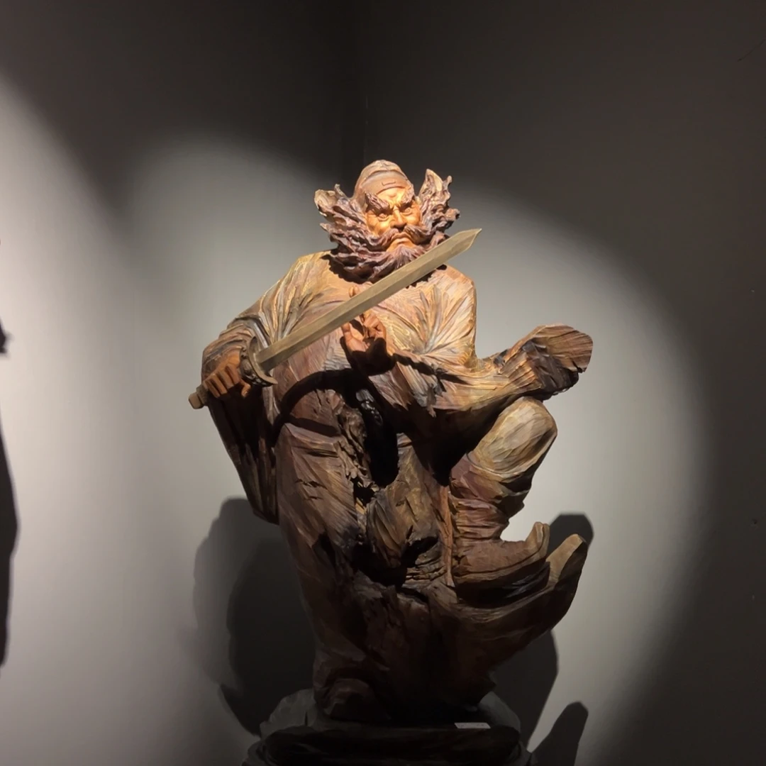 佛***缘香樟木钟馗根雕人物摆件