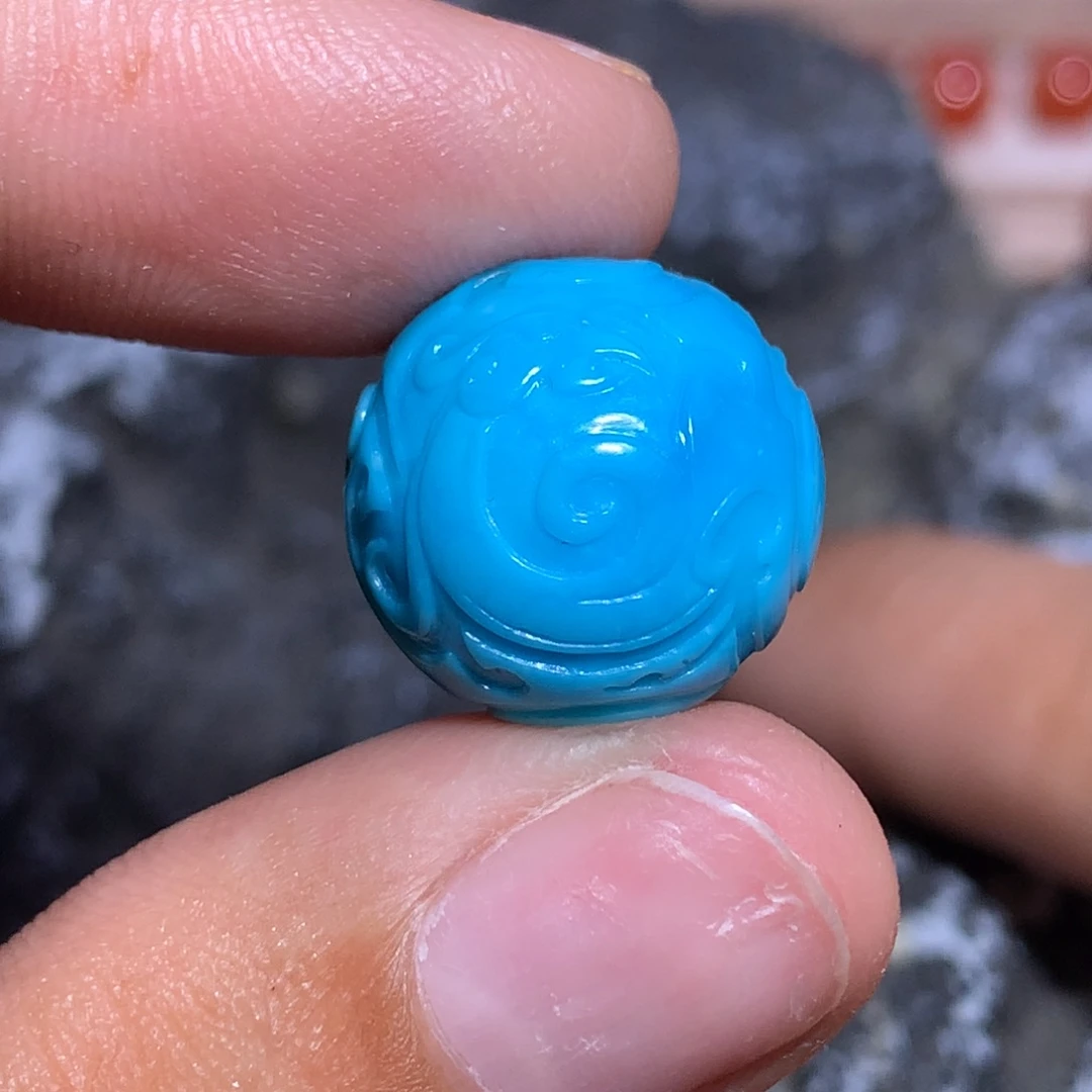 未镶嵌绿松石龙凤雕刻圆珠15+