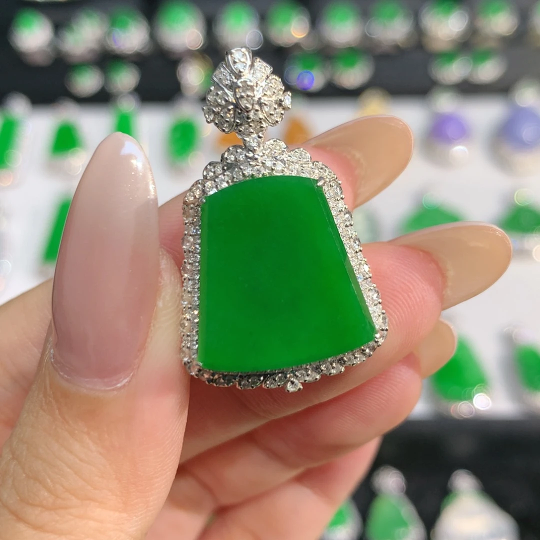翡翠18K金镶嵌吊坠(不含链)