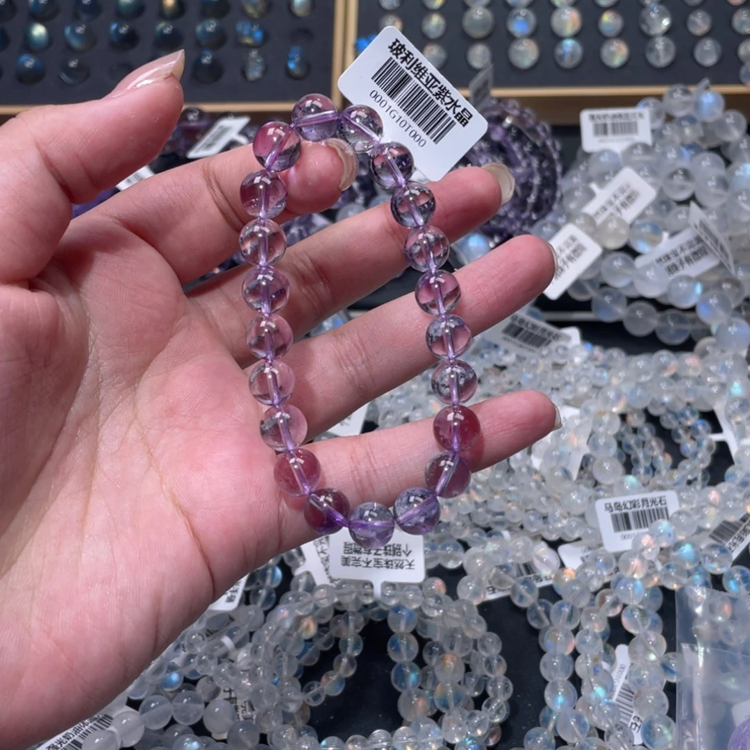 米****水晶手链未镶嵌玻利维亚紫水晶手链9.2mm