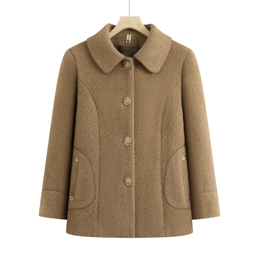 8081-高级感（卡其）妈妈装春秋保暖时尚外套遮肉显瘦妈妈装