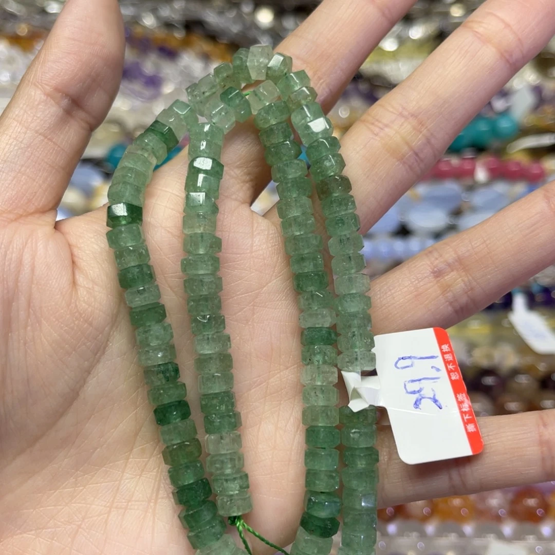 玛瑙/玉髓散珠天然绿草莓卡6.5长条38厘米