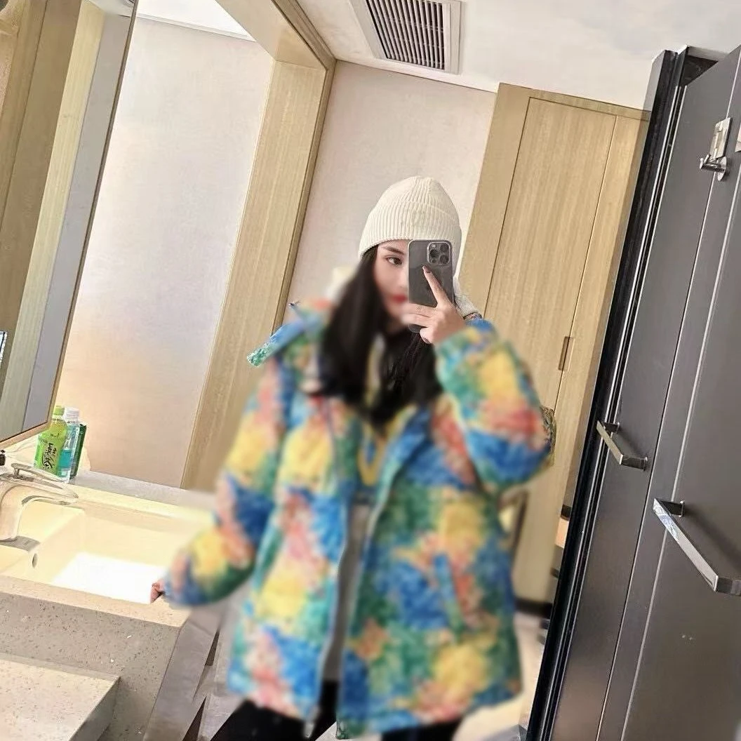 3101潮牌订单尾货轻奢高级感花色90白鸭绒羽绒服中长款