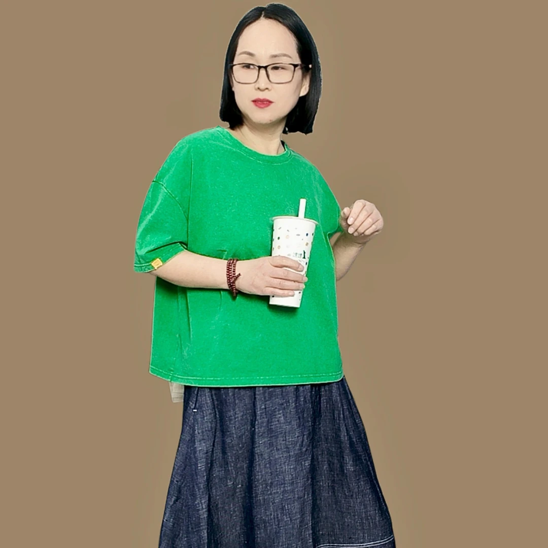 春夏秋三季可穿纯棉做旧水洗T恤衫