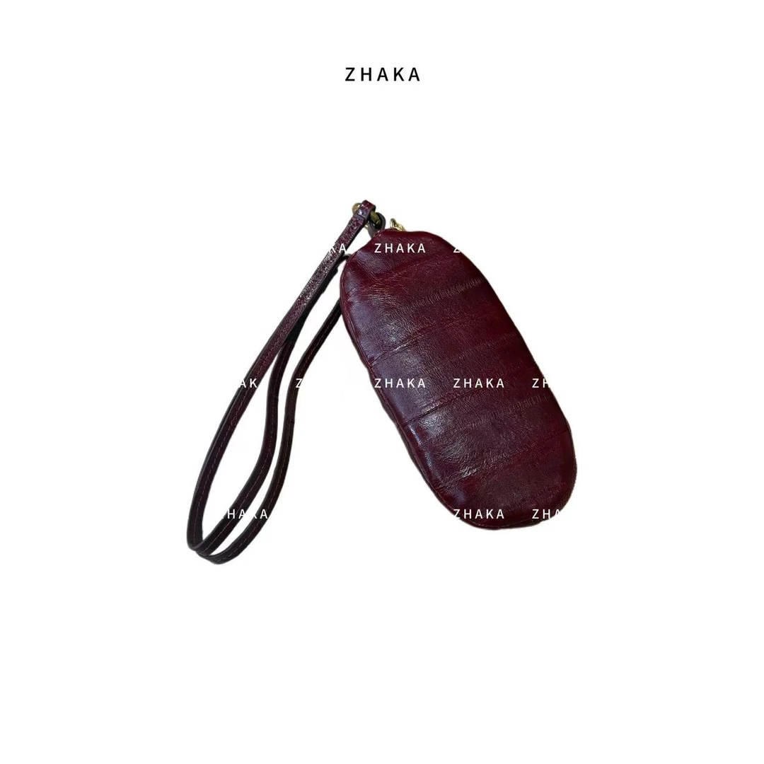 ZHAKA/酒红鳗鱼皮挂包zkb820