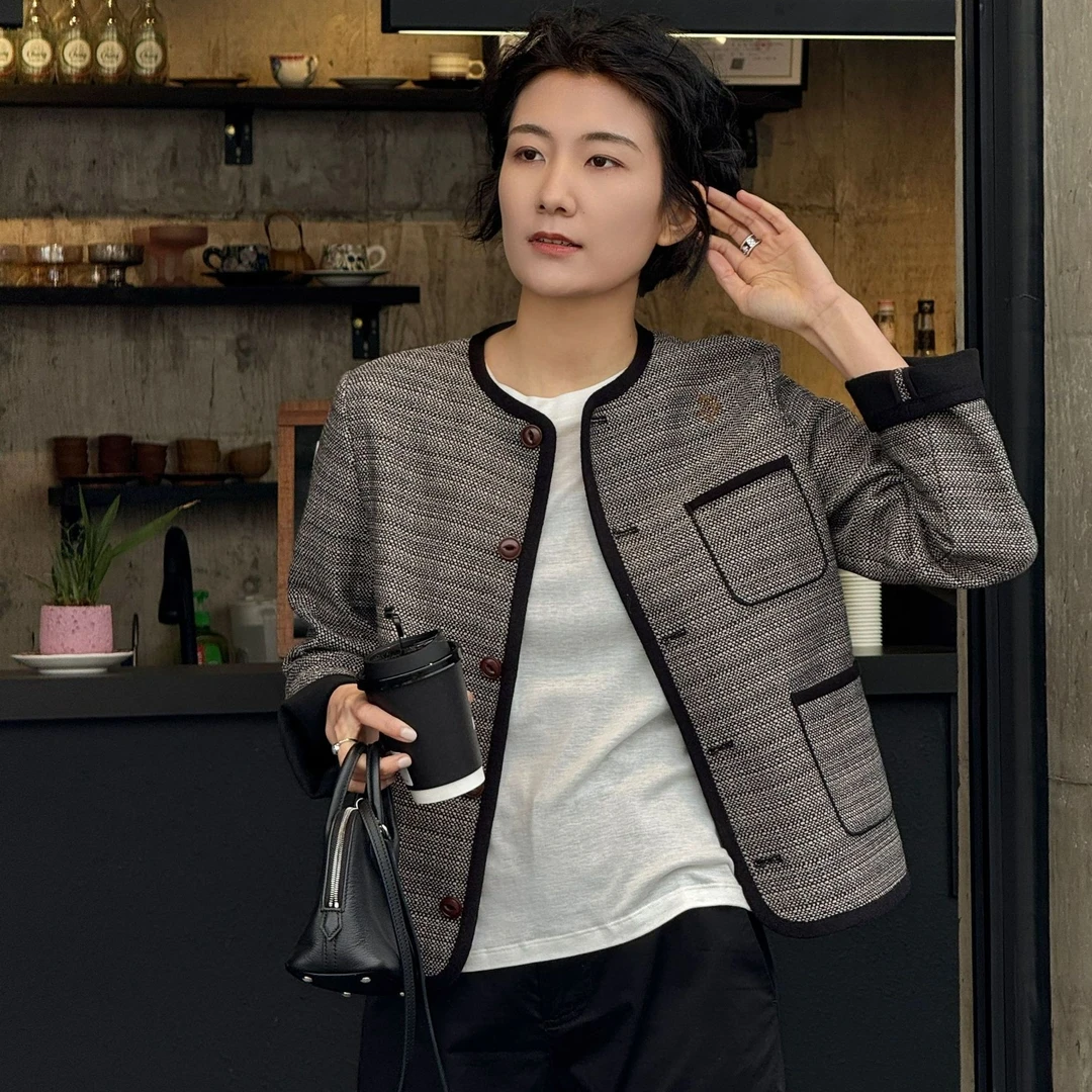 浪清/女装推荐 萝昕珂舒适简约外套44074#