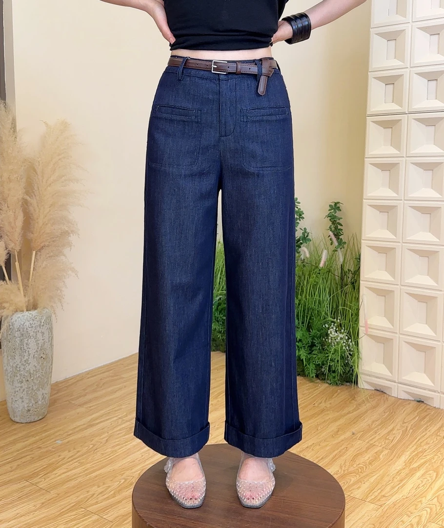 鑫然Kiki 韩系筷子腿九分冰凉裤配皮带 88548 BSG