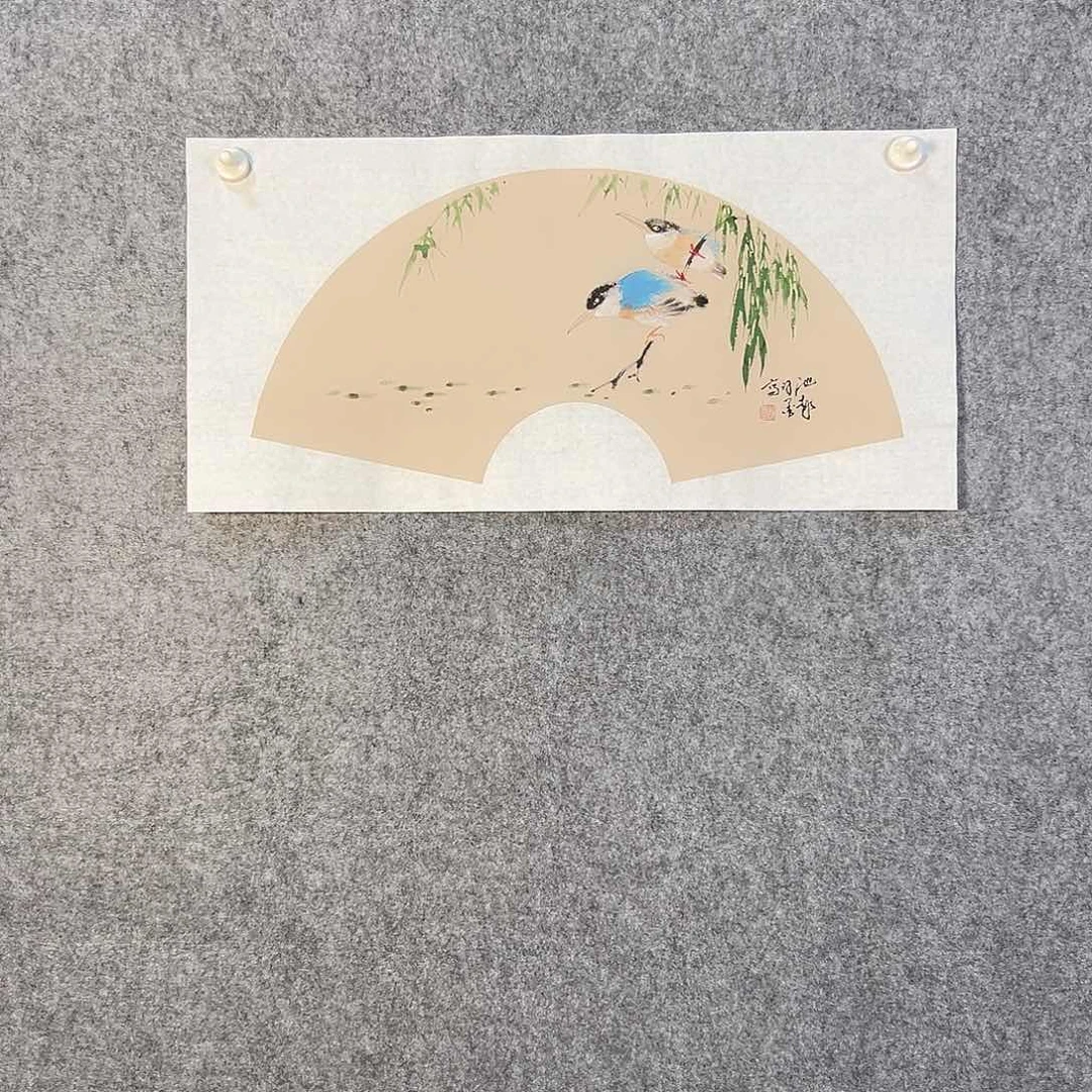 国画727 花鸟在树丛的顶端鸣叫叫声