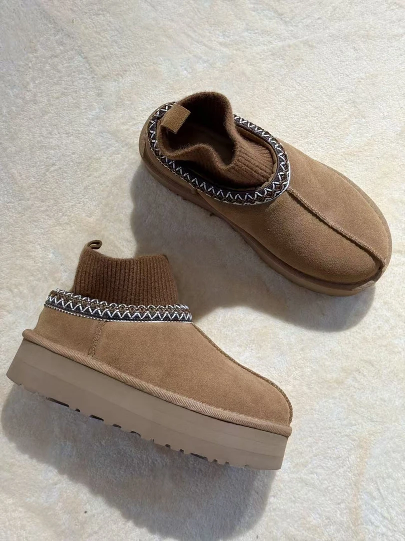 民族风袜套羊皮毛一体时尚秋冬雪地靴厚底加绒雪地靴BTZ-1122556