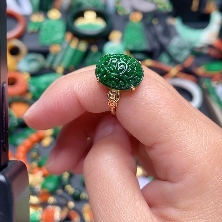 翡翠银S925镶嵌戒指