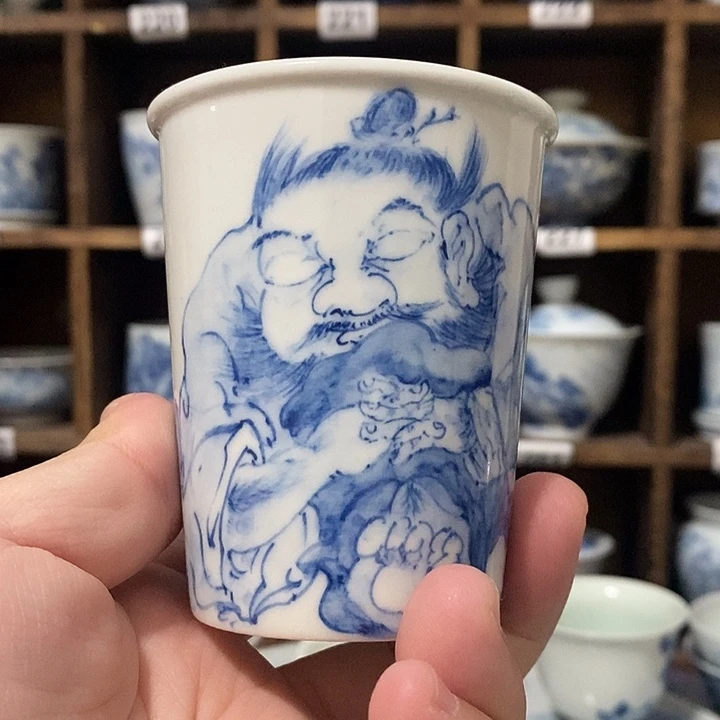 知**子釉下青花瓷器微瑕可乐杯