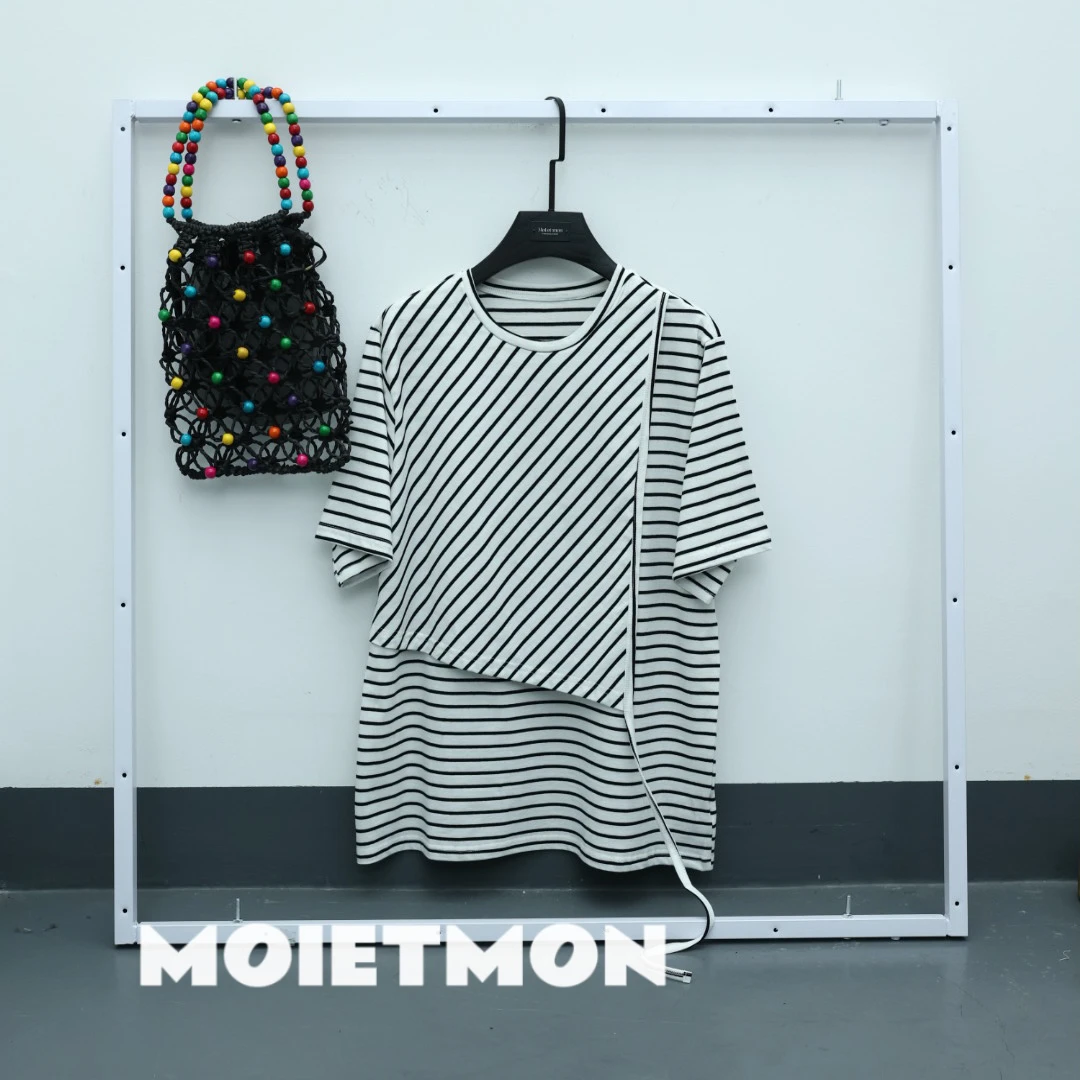 【Moi et mon】春季新款小众时尚休闲条纹打底上衣长袖气质打底上衣