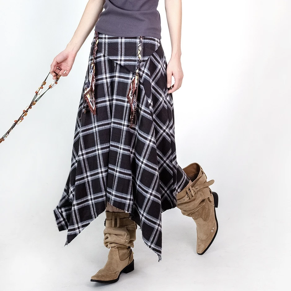 2025早秋新款格子半身裙韩版设计感小众长裙265104