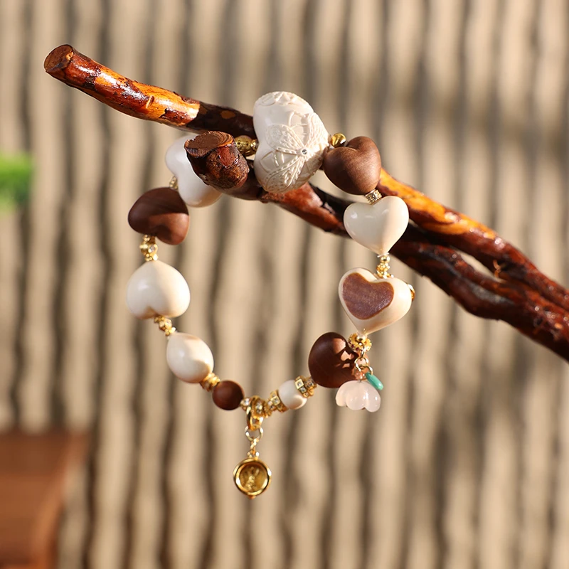 【恬心】原创设计猛犸牙雕刻爱心百搭手串