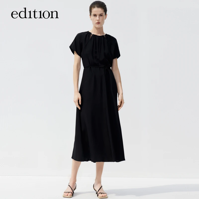 【商场同款】edition夏金属装饰收腰方领连衣裙#EBC2DRS050