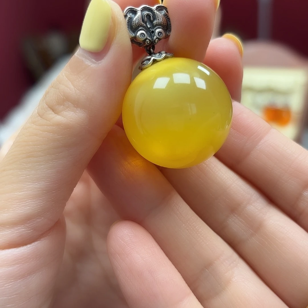 银S925镶嵌吊坠(不含链)琥珀吊坠