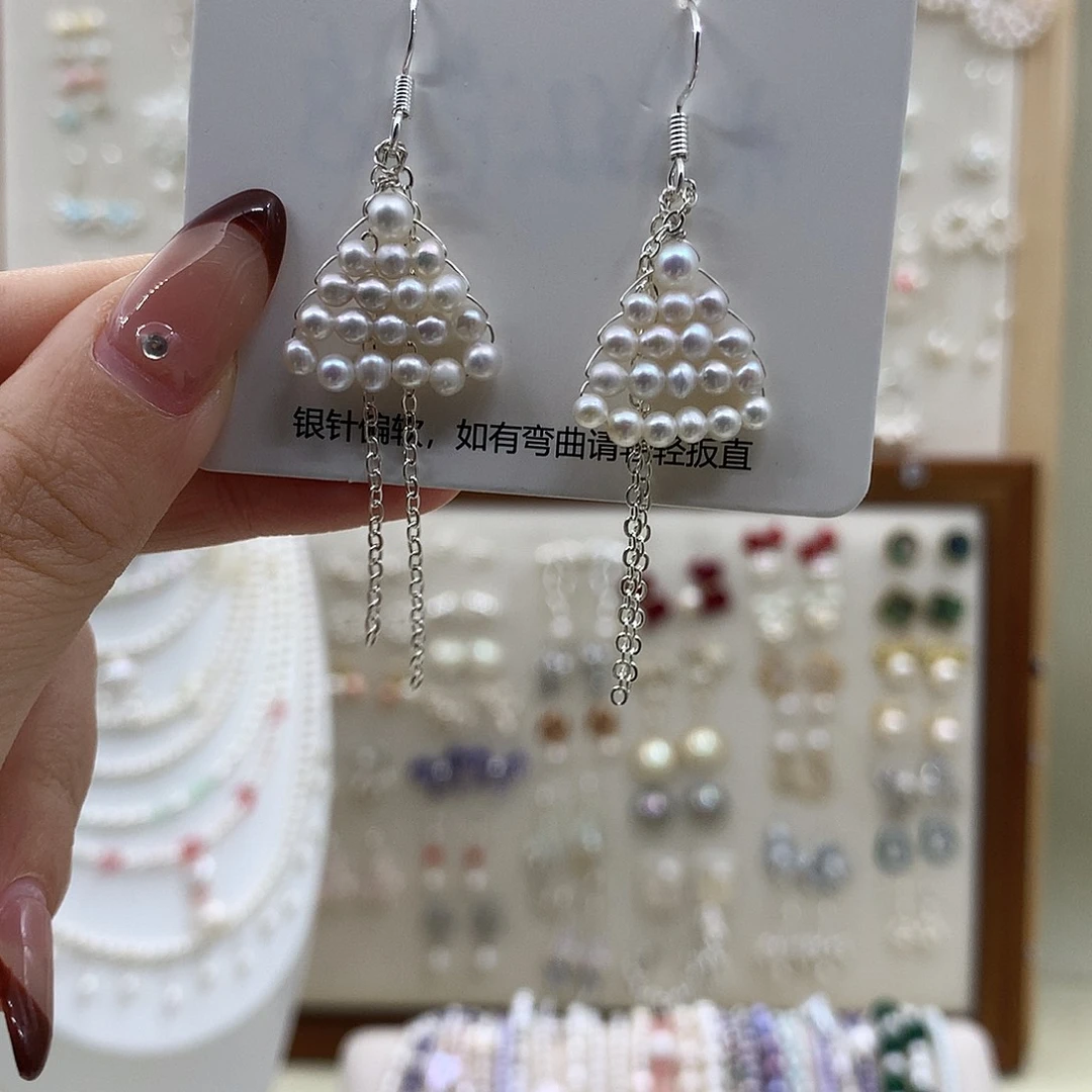 银S925镶嵌耳饰淡水珍珠