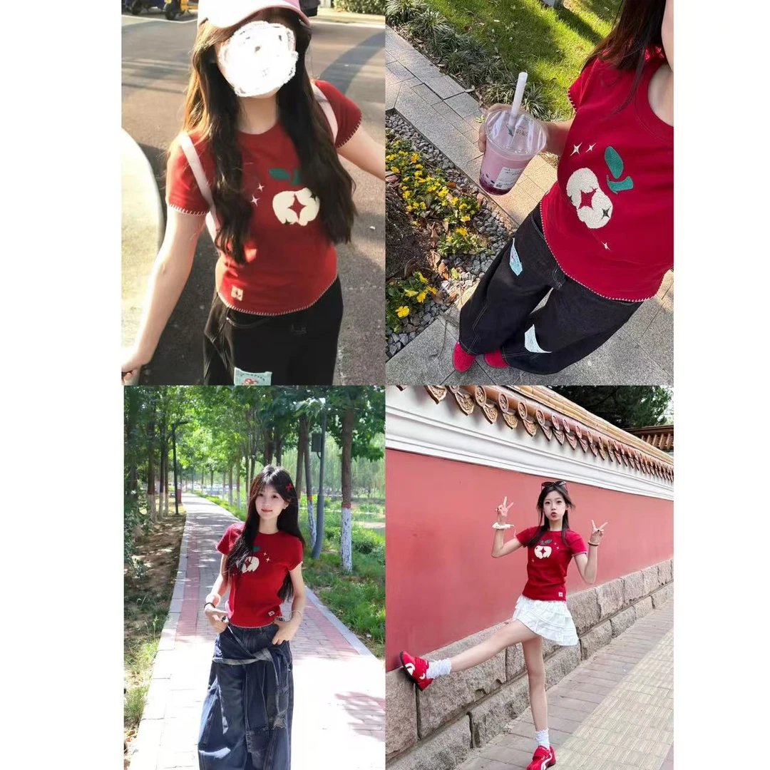 徐秋阳  一颗红苹果（小版型)  夏季新款百搭时尚显瘦短袖13032