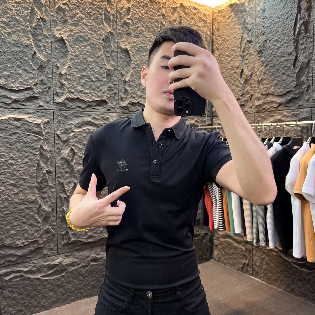 夏季薄款半袖翻领时尚修身高品质Polo衫简约上衣百搭短袖-5157#