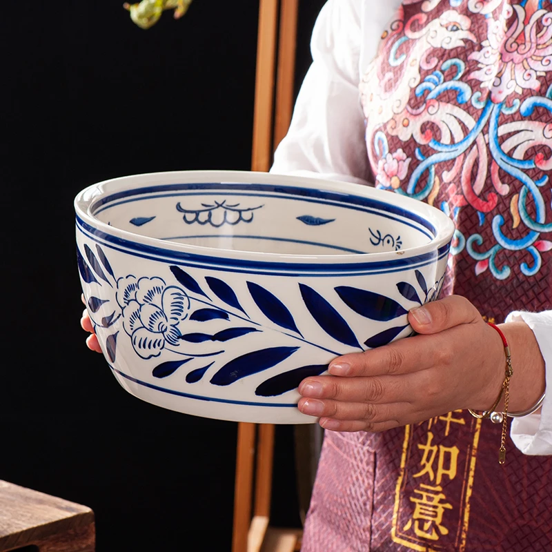 手绘陶瓷钵钵鸡盆明档调料缸冷锅串串香汤盆鸡屯火锅商用盅签筒