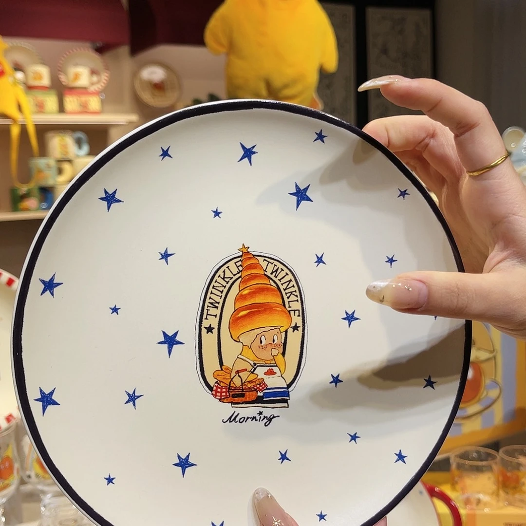 瓷可爱星星人餐盘蛋糕盘子