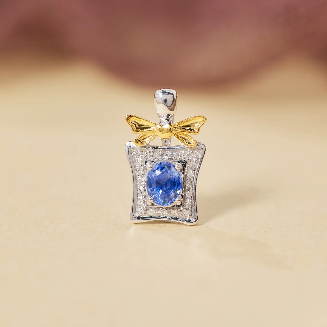 【玉峰珠宝丨安娜严选】蓝宝石吊坠18K金香水瓶【U8458】多样性发一