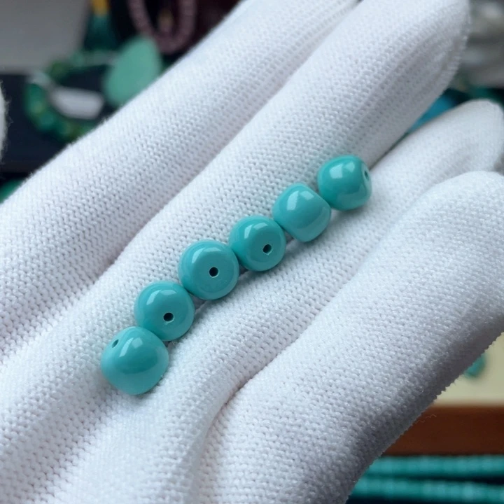 高瓷蓝绿8mm老型一对