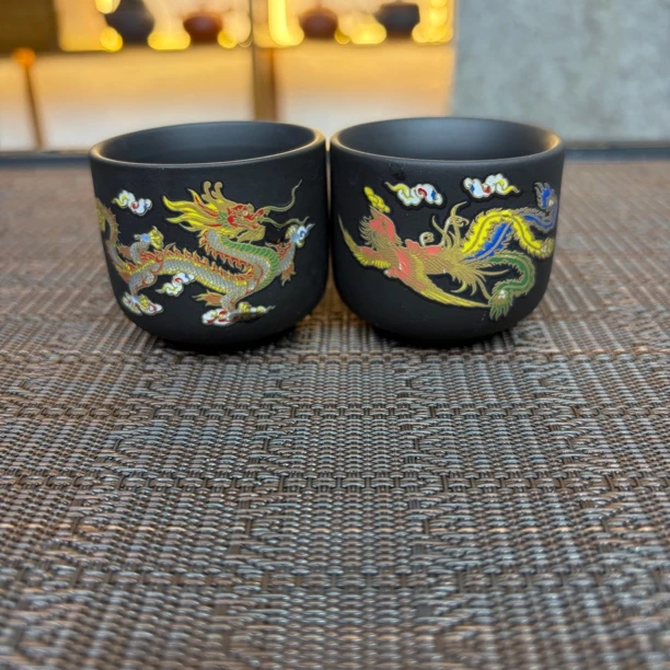 龙凤呈祥扳指对杯 （2个杯）会变色