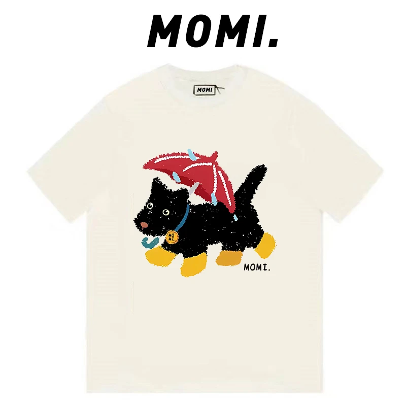 【MOMI】无感印花！新款雨伞狗狗260克纯棉重磅短袖女宽松百搭T恤男