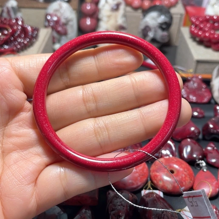 天然辰砂天然砂马仙溪晶粉砂手镯55mm