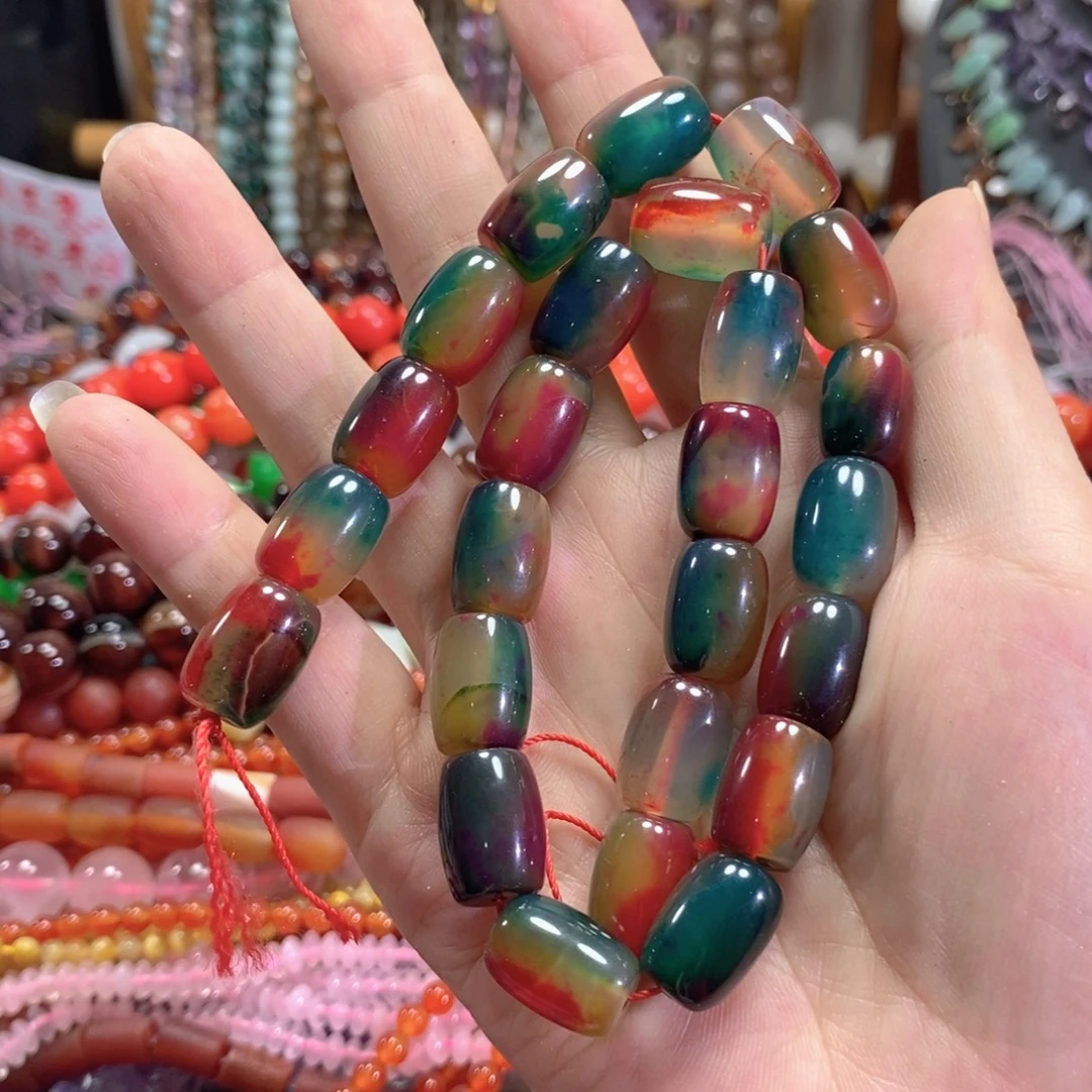 未镶嵌玛瑙/玉髓珠宝半成品凤凰玛瑙桶珠一条卡12*16mm