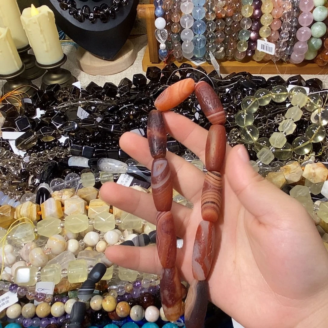 玛瑙/玉髓散珠老玛瑙桶珠