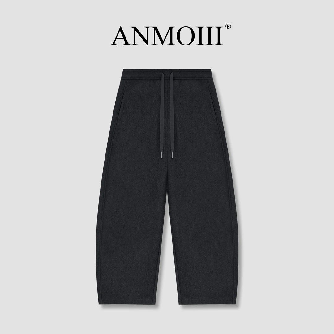 ANMOIII【显瘦香蕉裤】秋冬厚款松紧腰高腰弯刀直筒阔腿休闲裤子女
