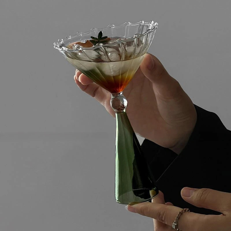 甜品玻璃杯饮料杯贝壳纹杯贝壳纹杯高脚布丁冰淇淋雪糕杯鸡尾酒杯