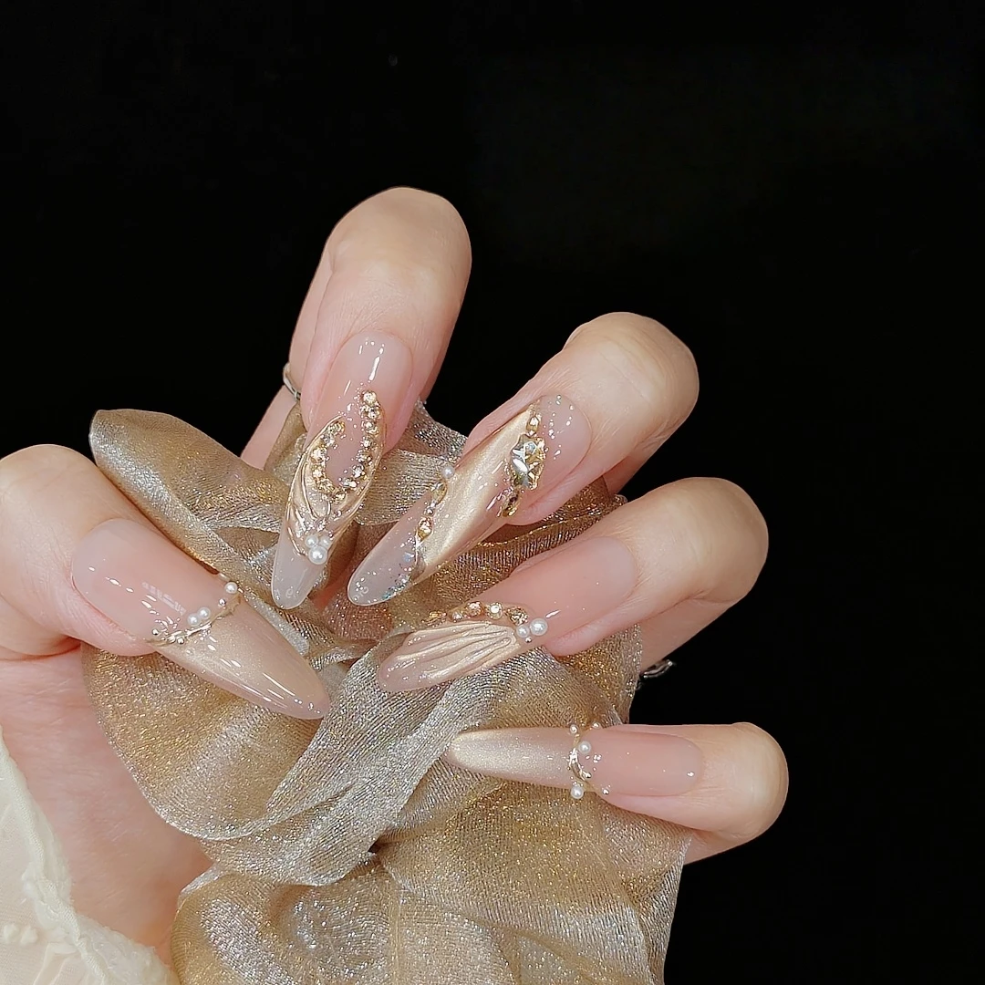 【人鱼姬】纯手工穿戴甲美甲可拆卸穿戴式持久反复使用 Aa