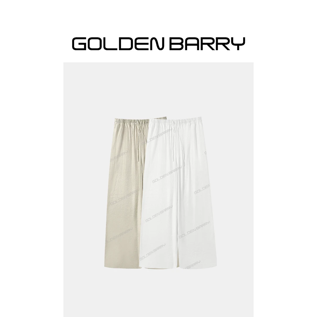 GOLDENBARRY|511075“呼吸森林”亚麻斜纹休闲阔腿裤