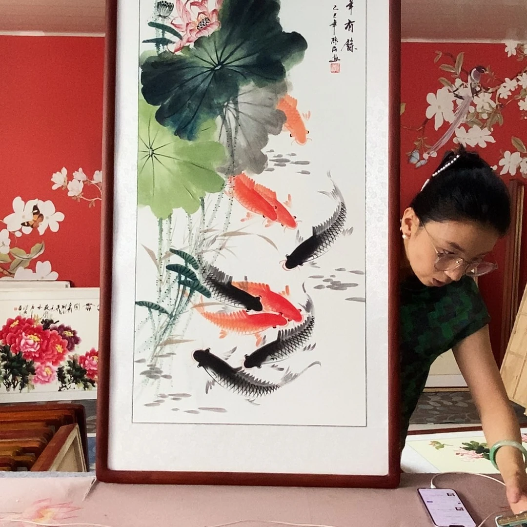 国画手写手绘带框包邮62✖️122国画作品