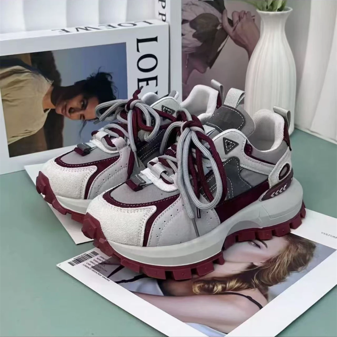 997断码女鞋老爹鞋女潮流时尚休闲鞋红色秋季百搭女阿甘鞋跑步鞋